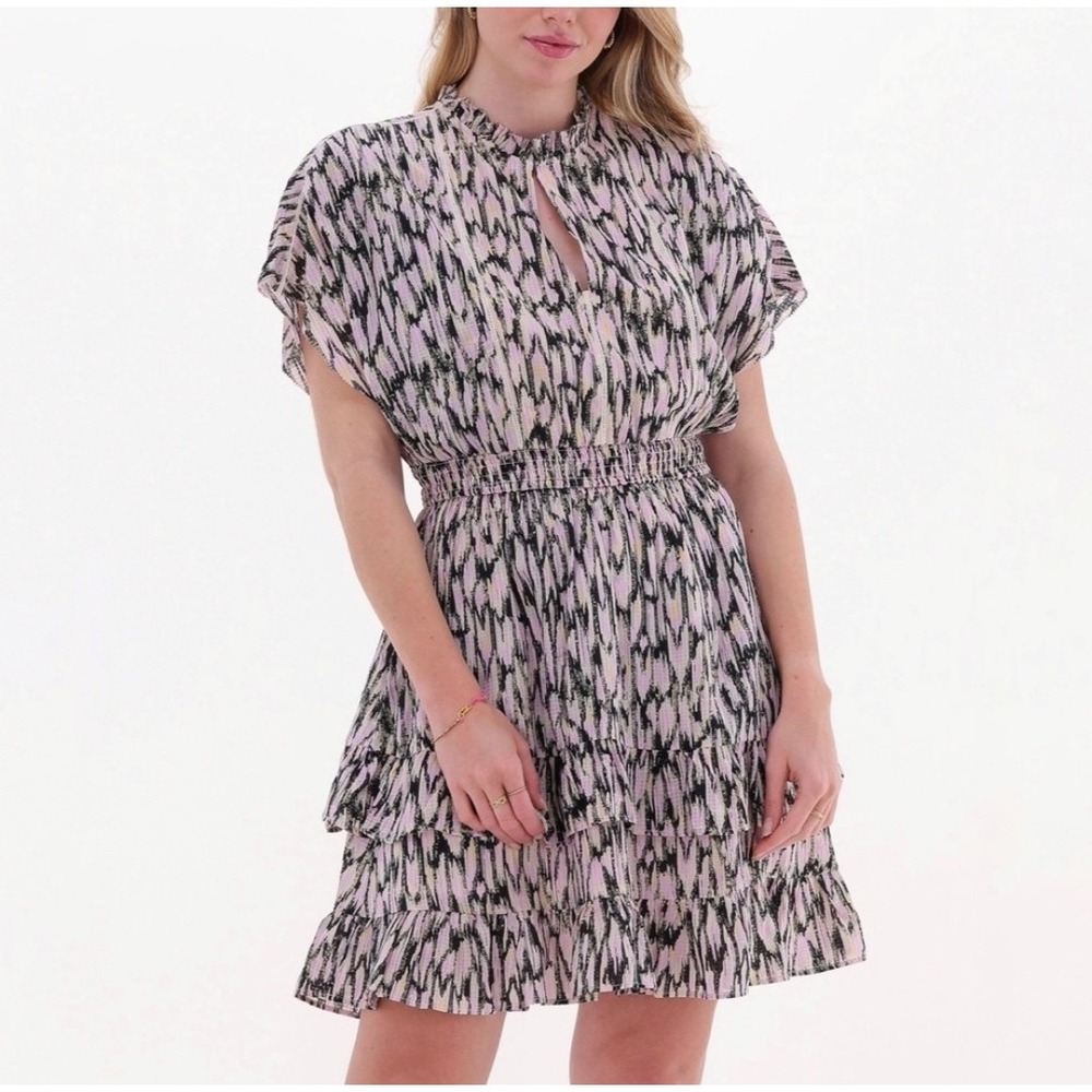Scotch & Soda Dress sz XL‎ Multicolor Mini Ruffle Tiered Smocked Lined Boho Chic